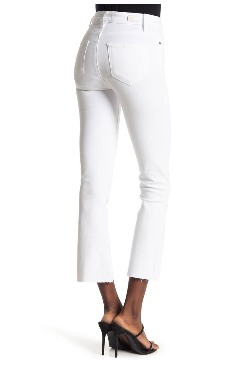 PAIGE Rory Crop Raw Hem Flare Jeans, Alternate, color, Optic White