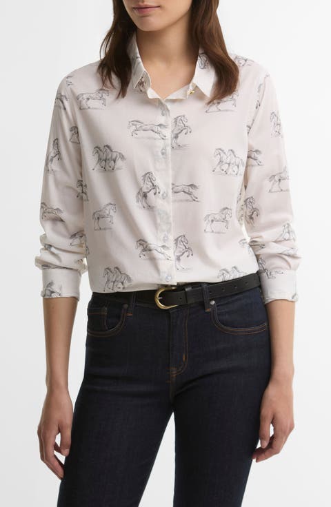 Safari Dog Print Button-Up Shirt