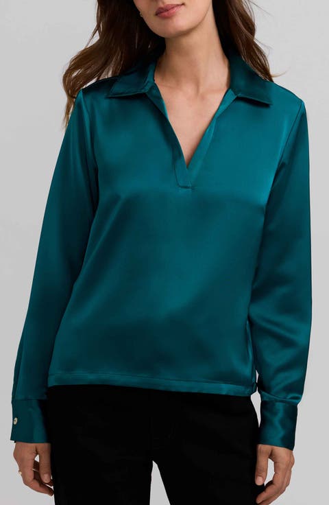Talia Long Sleeve Satin Polo