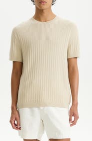Theory Cable Short Sleeve Cotton Blend Sweater