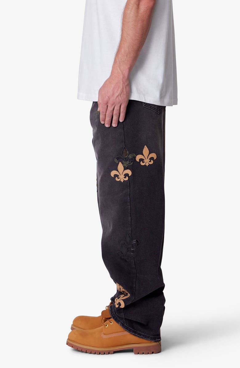mnml Embroidered Fleurs de Lis Ultra Baggy Jeans, Alternate, color, 