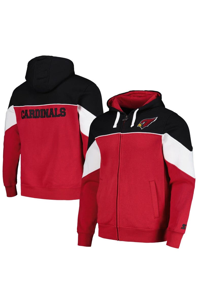 STARTER Men's Starter Cardinal/Black Arizona Cardinals Running Back Full-Zip Hoodie, Main, color, Cardinal
