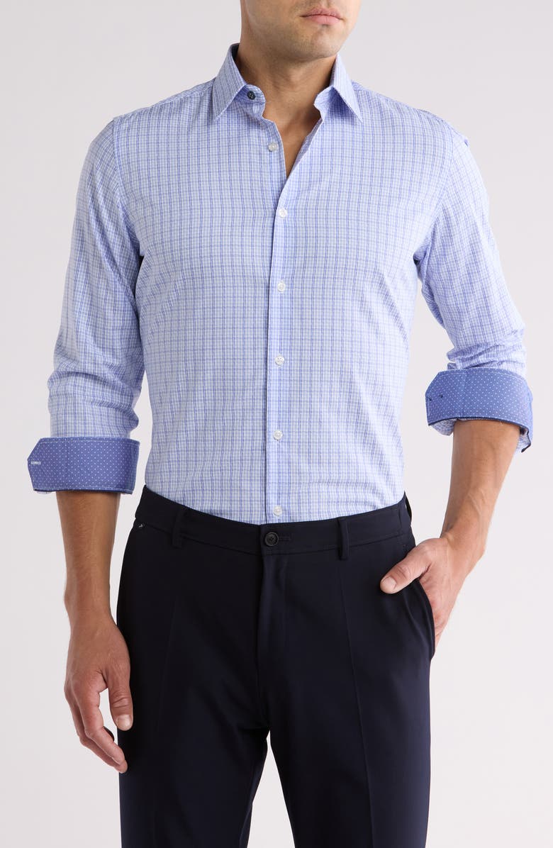 Duchamp Plaid Tailored Fit Dress Shirt, Main, color, 