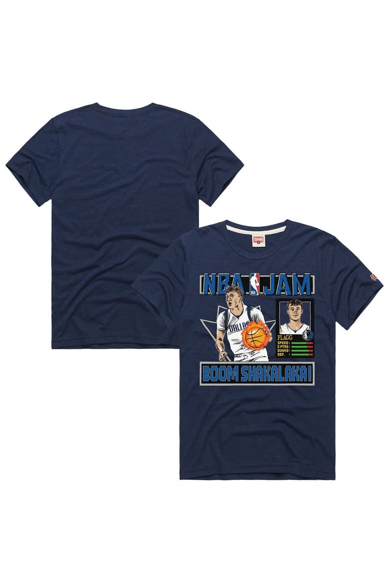 Unisex Homage Cooper Flagg Navy Dallas Mavericks NBA Jam Tri-Blend T-Shirt, Main, color, Navy