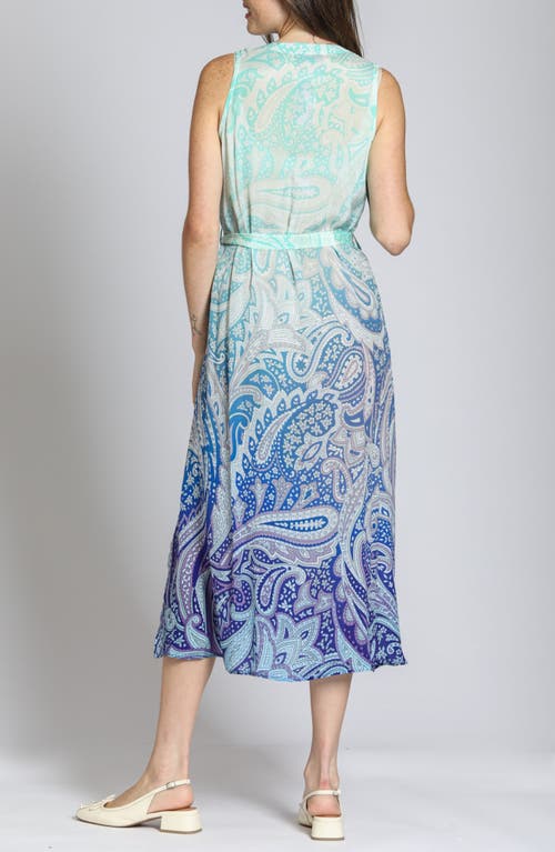Apny Print Sleeveless Maxi Shirtdress In Aqua/purple Multi