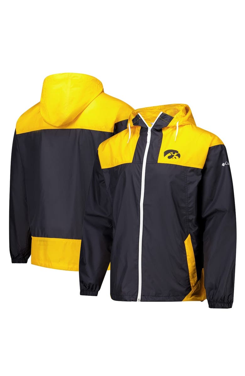 Columbia Men's Columbia Black Iowa Hawkeyes Flash Challenger II Omni-Shade Full-Zip Windbreaker Jacket, Main, color, Black