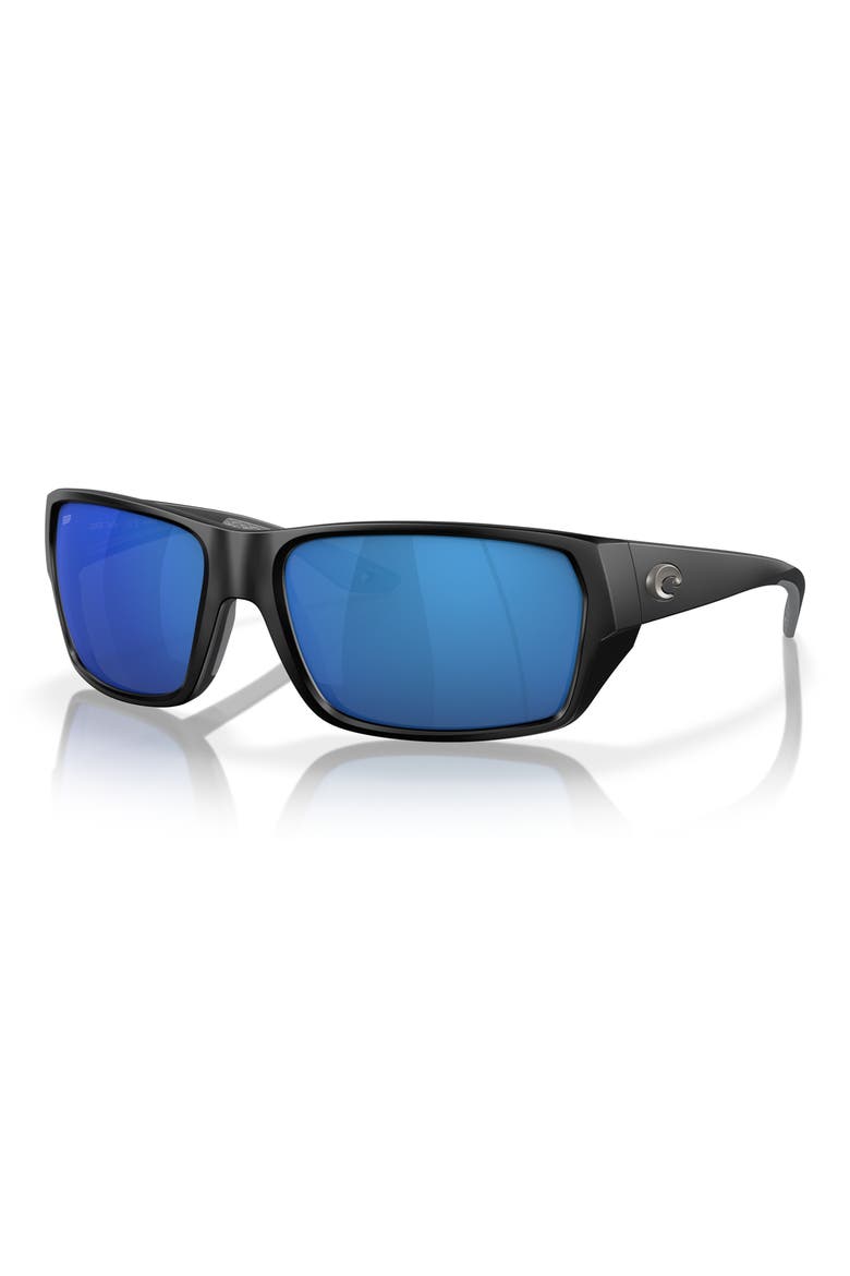 Tailfin 60mm Polarized Sunglasses, Alternate, color, BLACK/ BLUE MIRROR