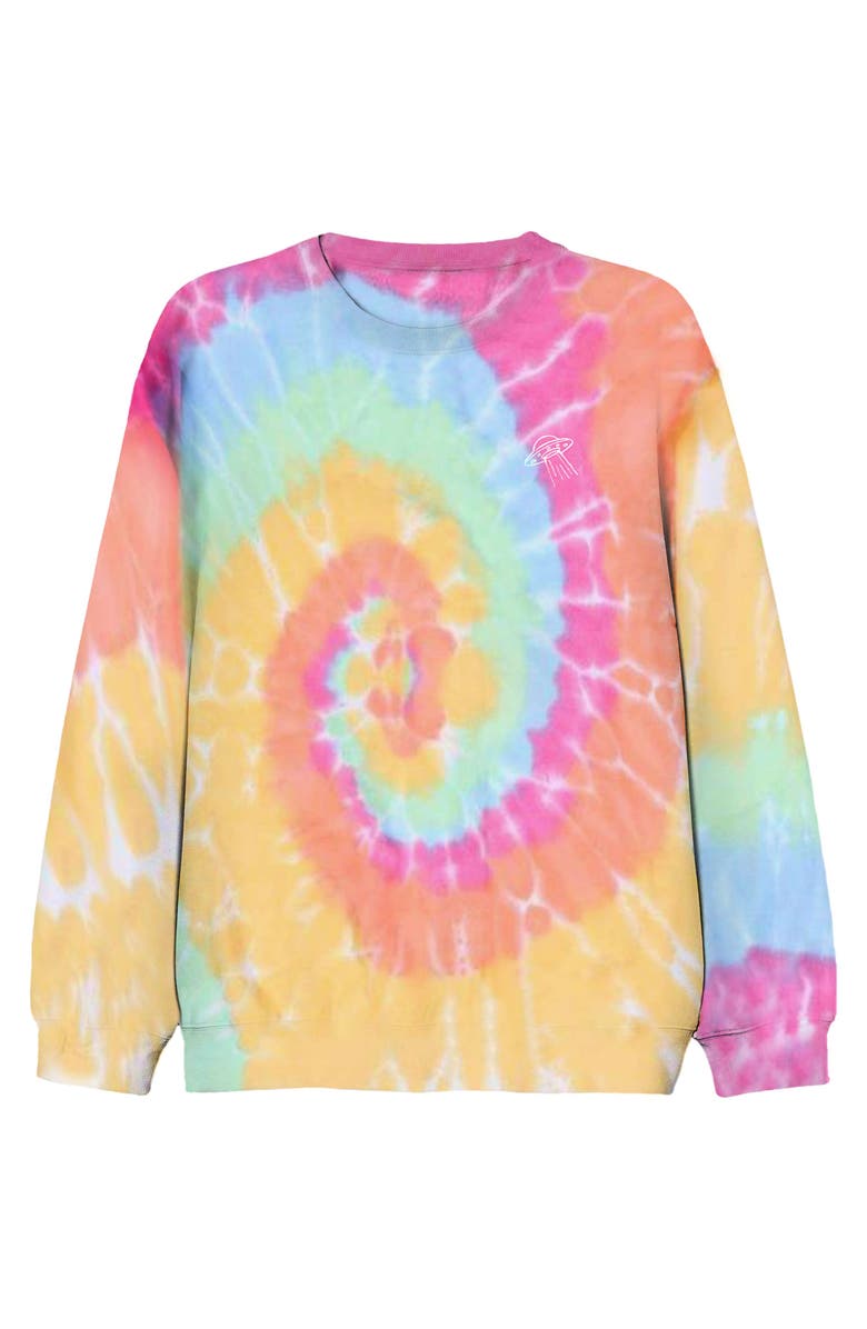 Dalix UFO Tie Dye Crewneck Sweatshirt, Main, color, Tie Dye Rainbow