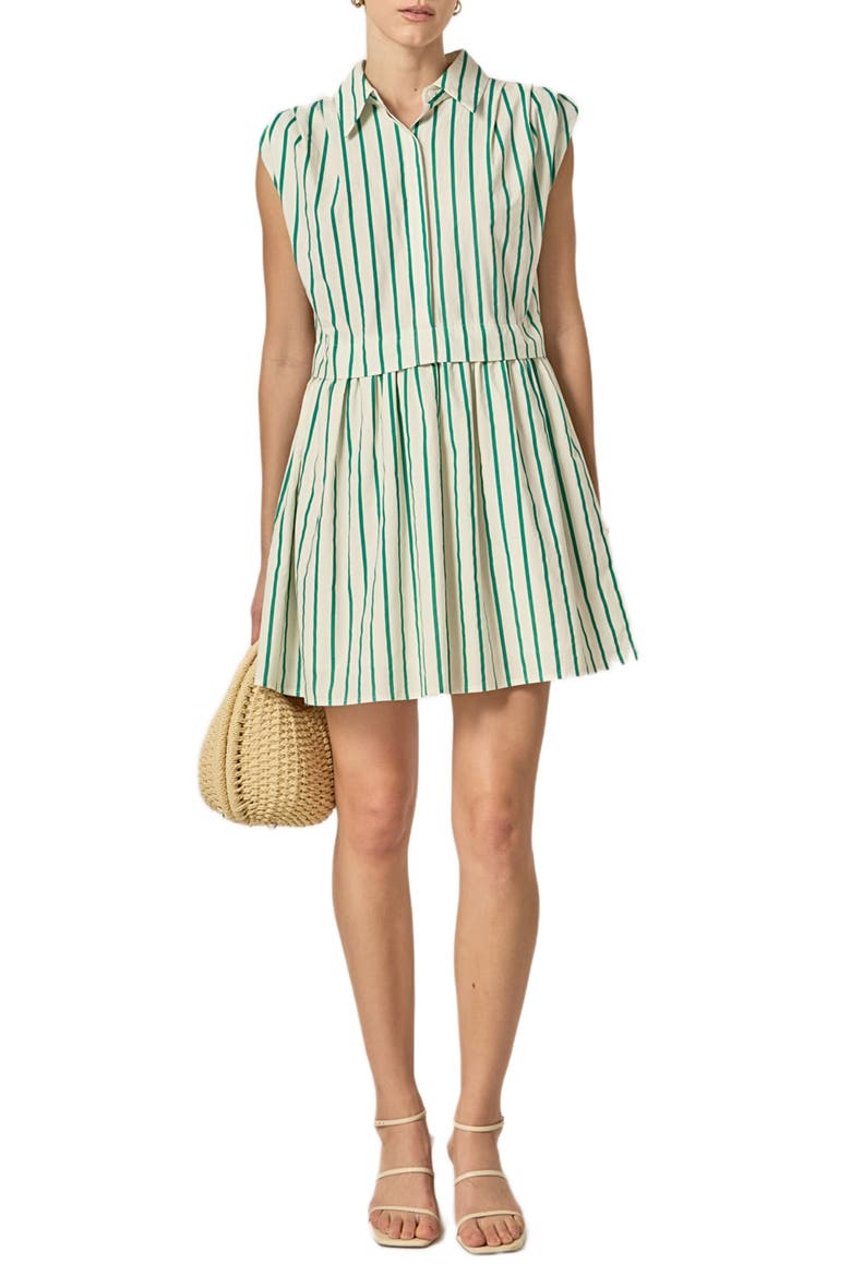 Stripe Sleeveless Dress, Main, color, GREEN STRIPE