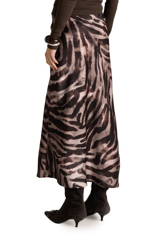 Mango Animal Print Satin Midi Skirt In Brown