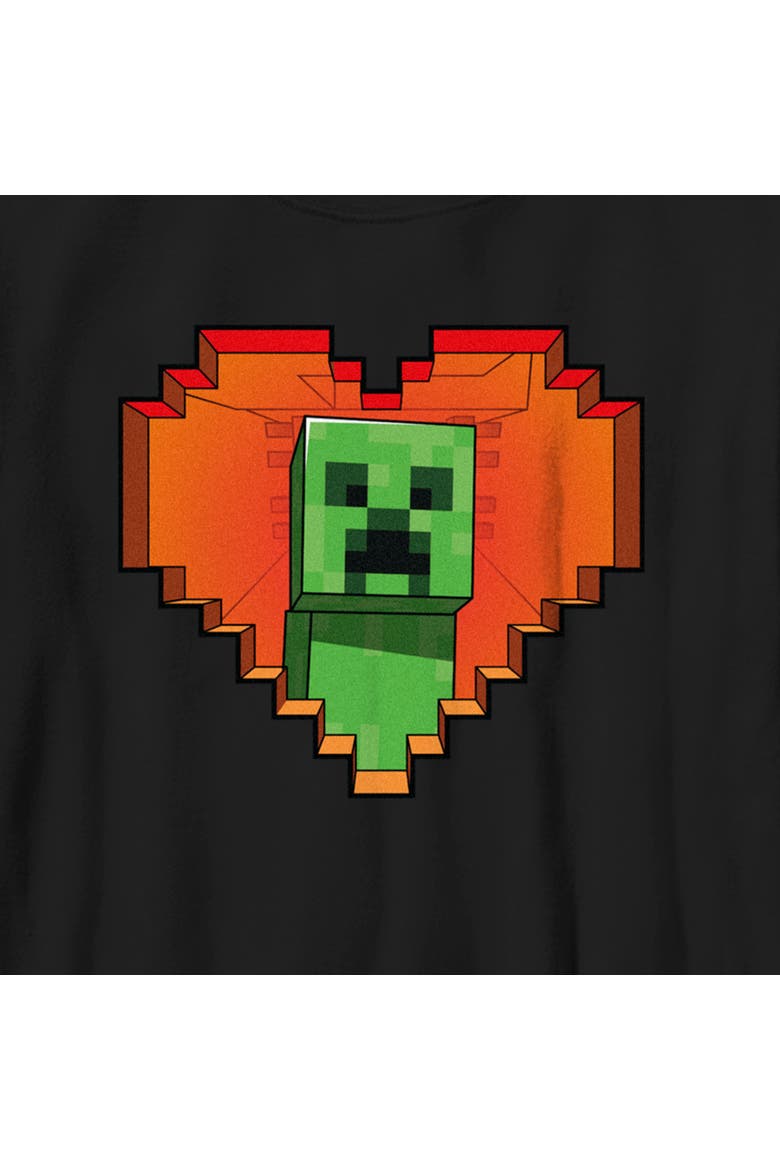 Boy's Minecraft Valentine's Day Creeper Heart  Graphic T-Shirt, Alternate, color, Black