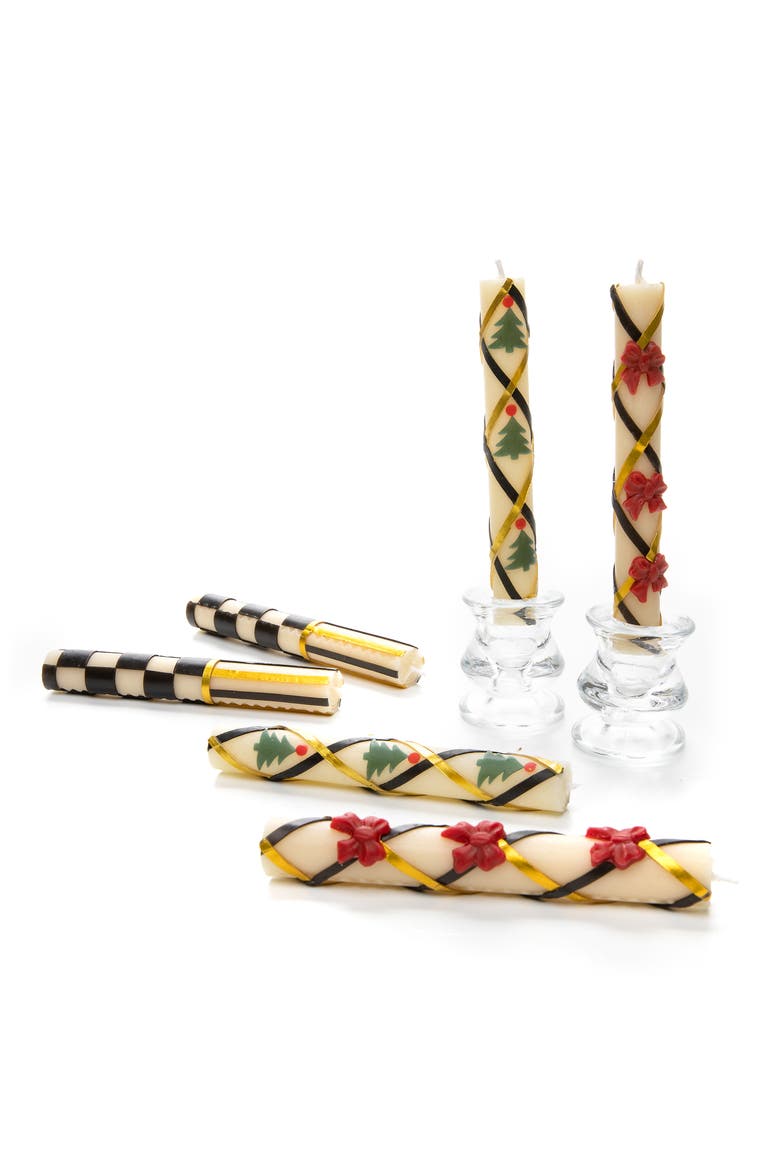Set of 6 Mini Holiday Dinner Candles, Main, color, MULTI