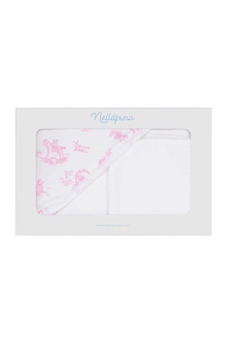 Nellapima Pink Toile Hooded Towel - Baby, Alternate, color, Pink