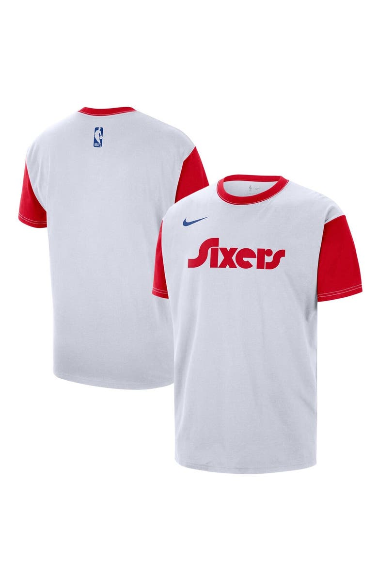 Nike Men's Nike White Philadelphia 76ers 2024/25 City Edition Courtside Color Block T-Shirt, Main, color, 