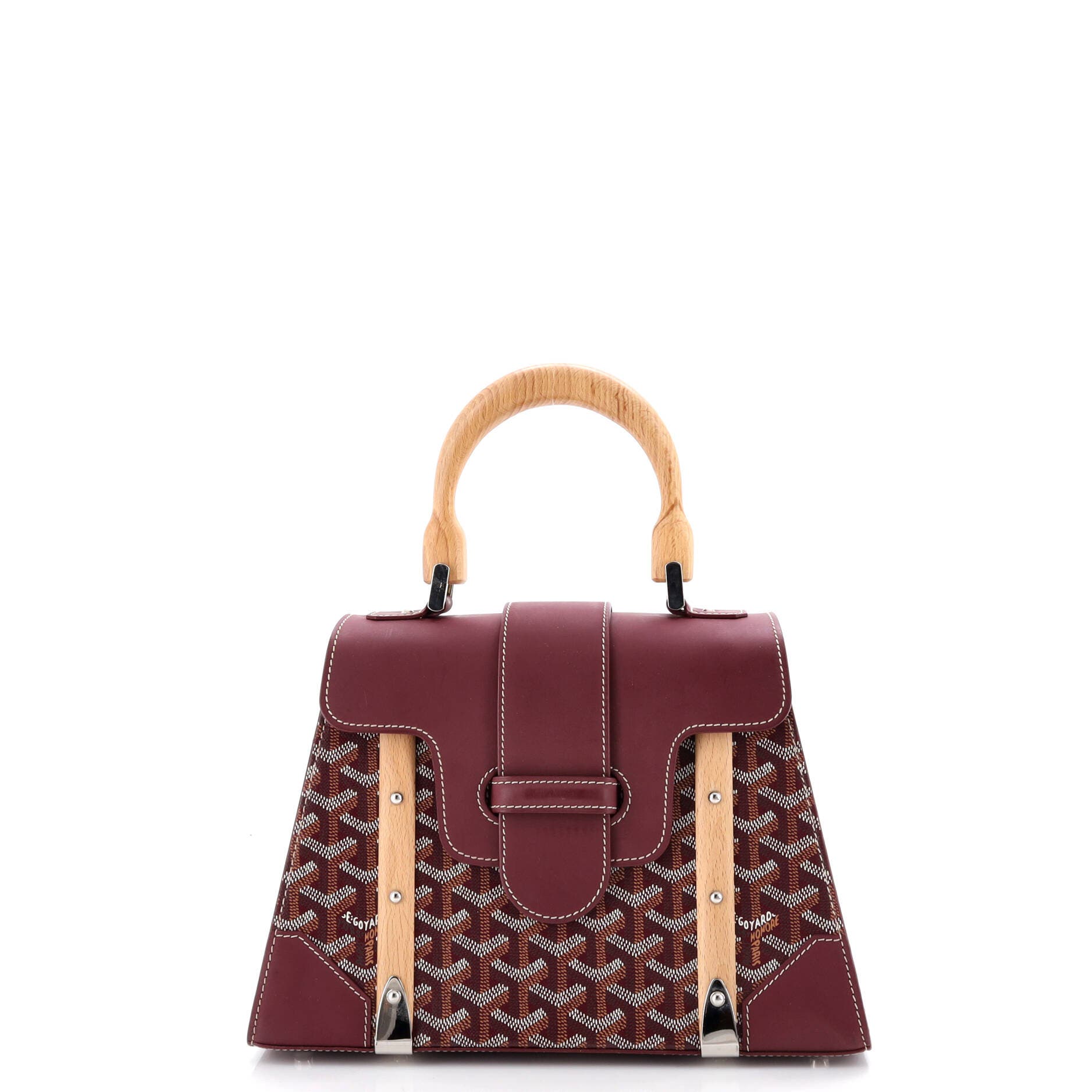 Pre-Owned Goyard Saigon Top Handle Bag Coated Canvas with Leather PM, Main, color, Red