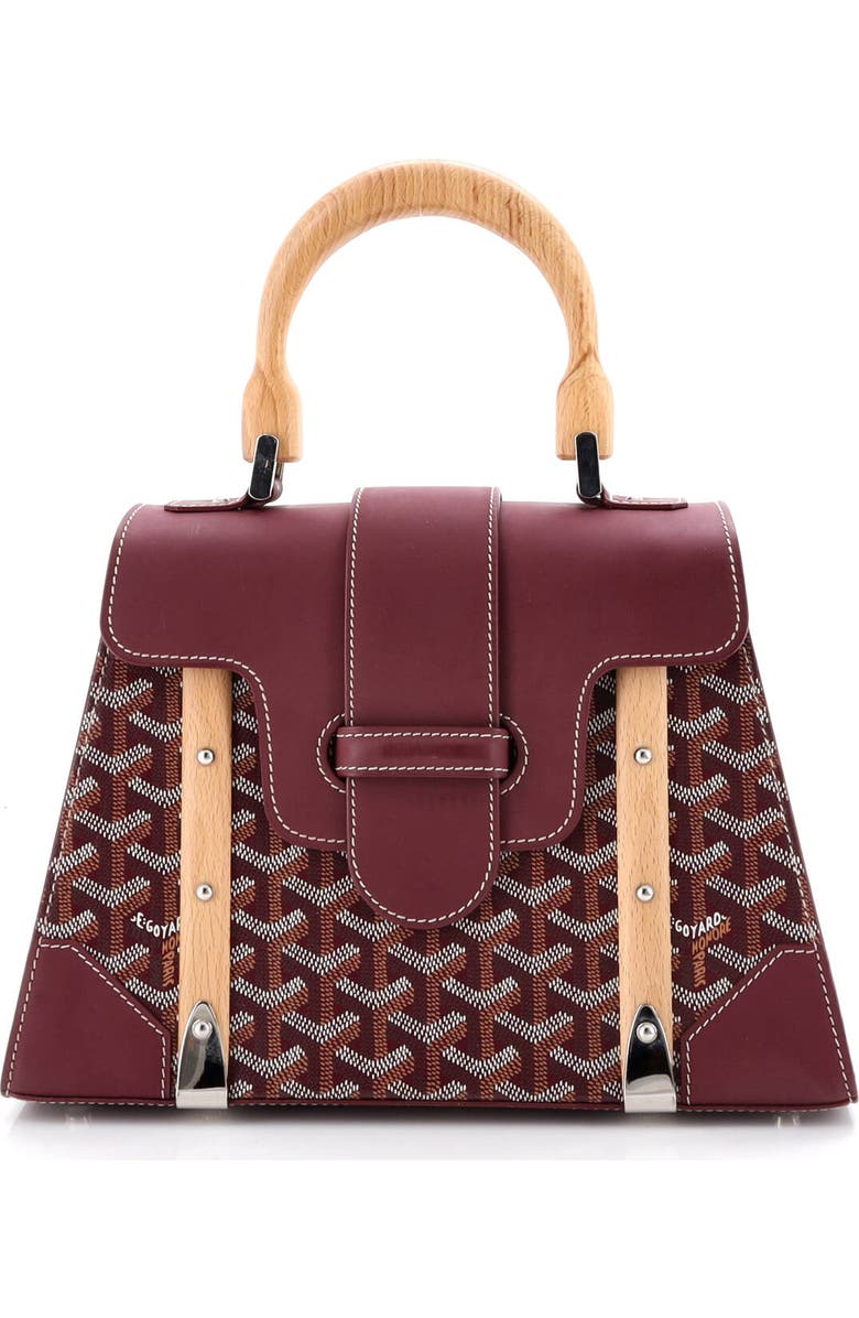 Pre-Owned Goyard Saigon Top Handle Bag Coated Canvas with Leather PM, Main, color, Red