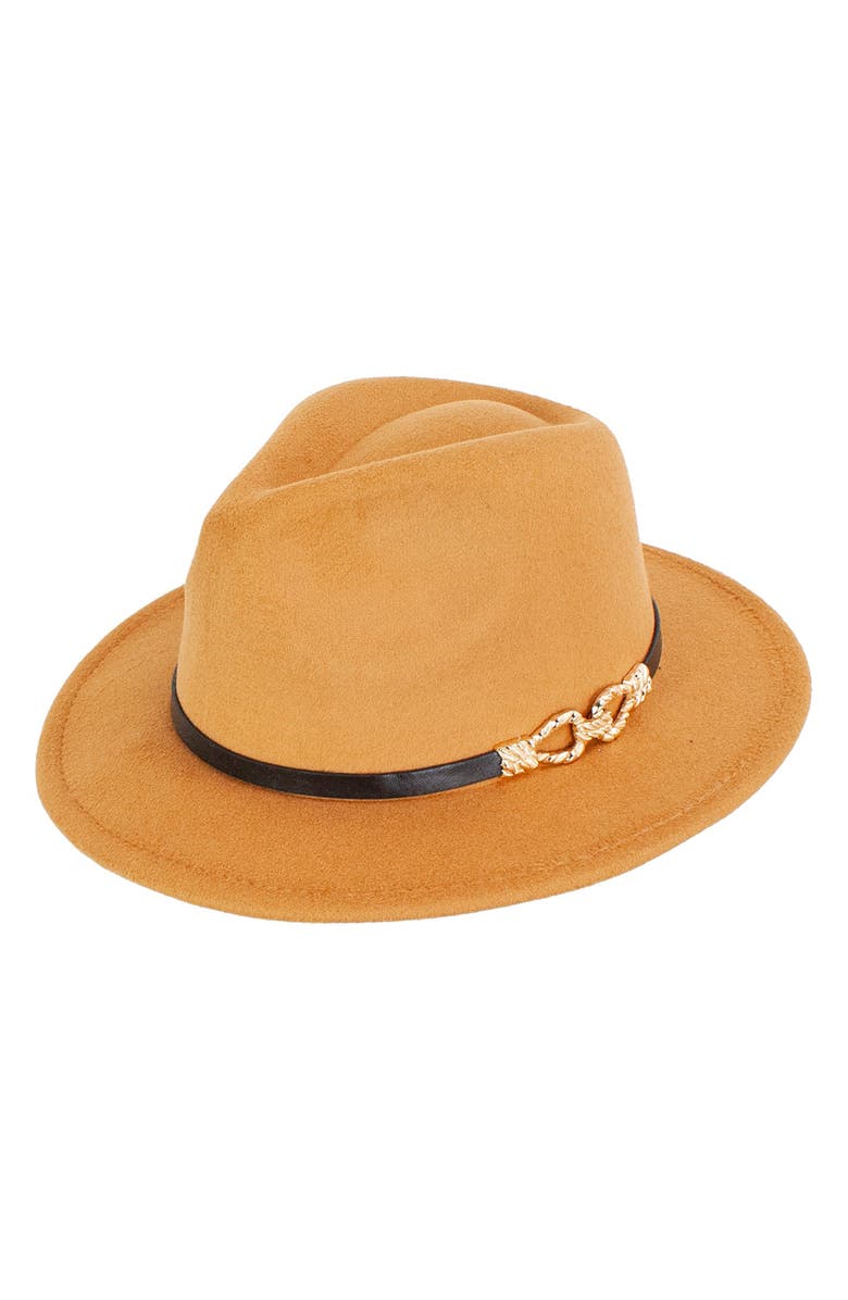 PETER GRIMM Jordin Felt Panama Hat with Faux Leather Band, Main, color,