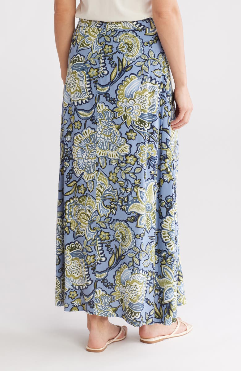 Vince Camuto Paisley Floral Challis Midi Skirt, Alternate, color, Vintage Blue Paisley