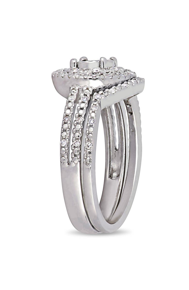 Julianna B. Diamond Halo Split Shank Bridal Ring Set, Alternate, color, Sterling Silver