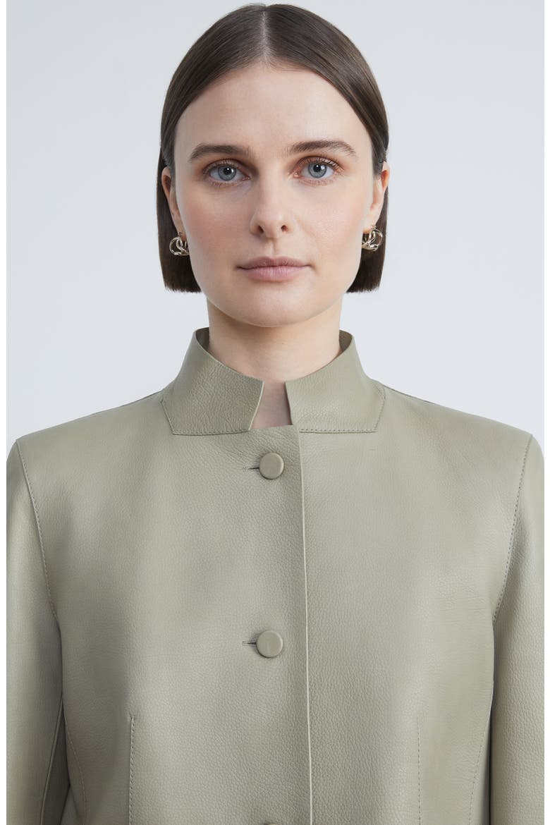 Lex Crop Leather Jacket, Alternate, color, GREEN CLAY
