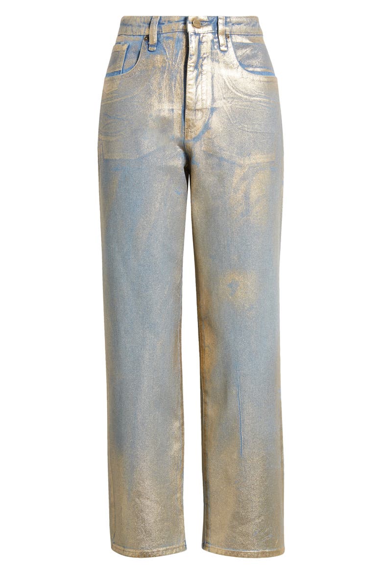Metallic High Waist Straight Leg Jeans, Alternate, color, FIRE DANCER
