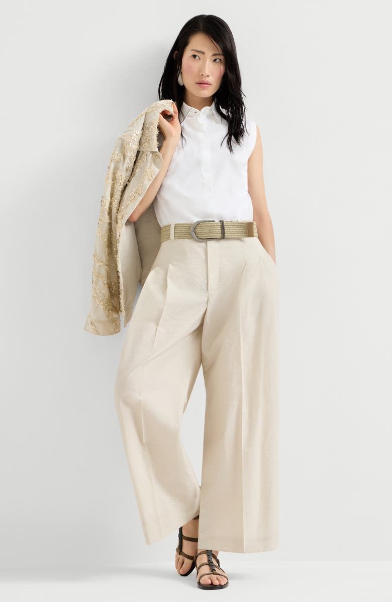 Brunello Cucinelli A-line trousers, Alternate, color, Beige
