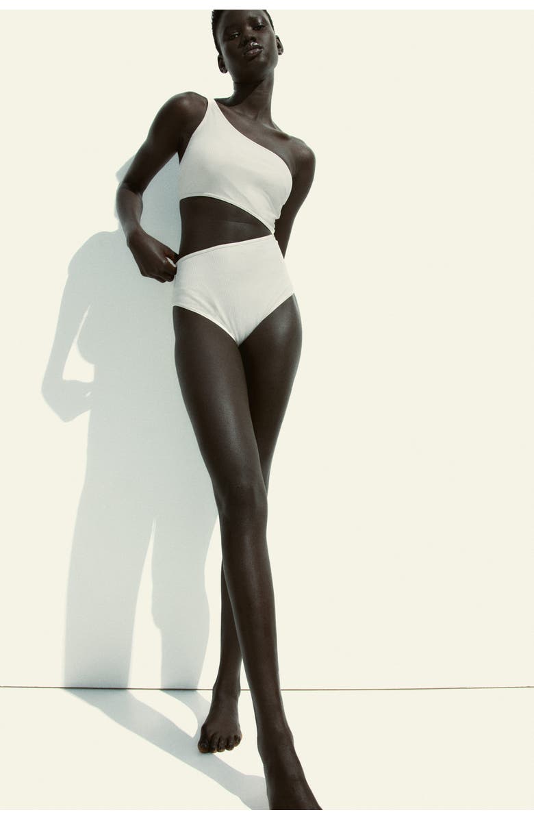 H&M Padded-cup Cut-out Swimsuit, Alternate, color, White