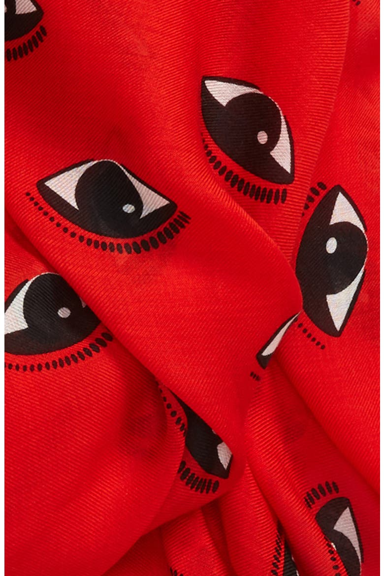Multi Eyes Square Modal & Silk Scarf, Alternate, color, MEDIUM RED