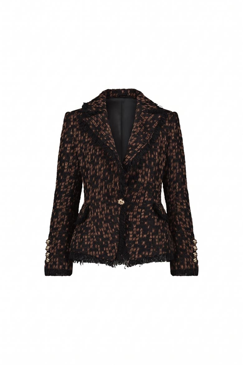Giselle Single Breasted Tweed Blazer, Alternate, color, Java Multi