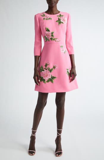 Carolina Herrera Floral Embroidered Sheath Dress | Nordstrom