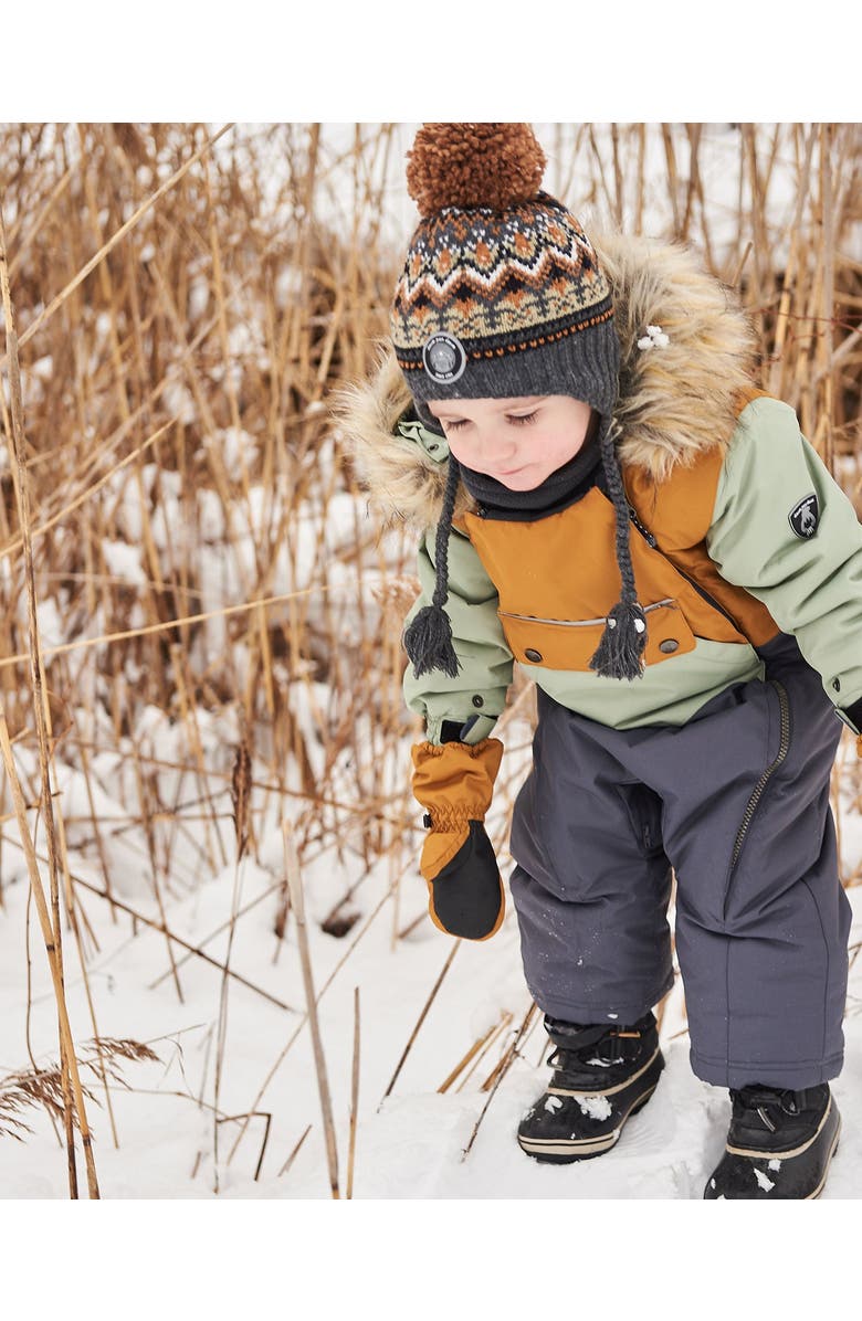 Deux par Deux Baby Boy's Peruvian Knit Hat Grey And Brown Jacquard, Alternate, color, Jacquard