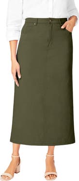 Jessica London Classic Cotton Denim Midi Skirt