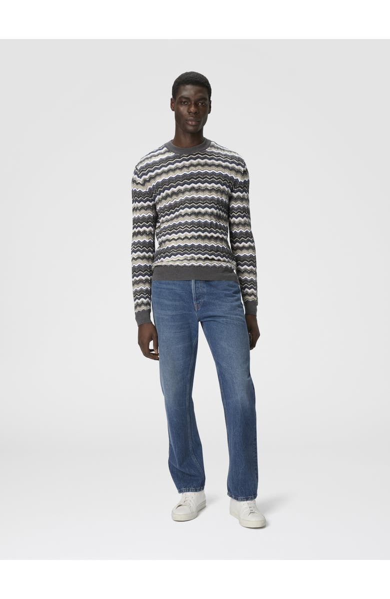 Missoni Crew Neck Sweater With Zigzag Pattern, Alternate, color, Grey & Beige