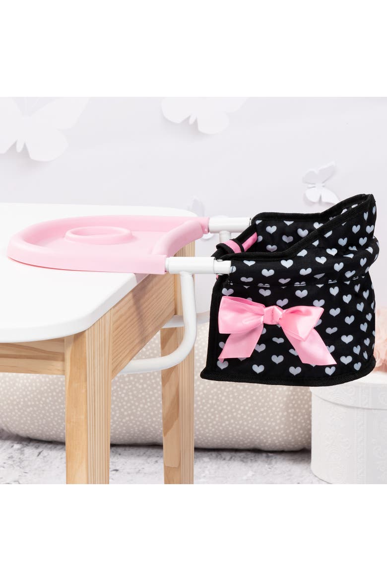 Table Seat Black, Pink Hearts, Folding, Attachable, Alternate, color, Multicolored