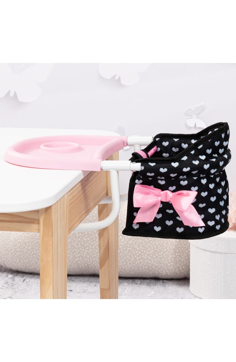 Bayer Design Table Seat Black, Pink Hearts, Folding, Attachable, Alternate, color, Multicolored