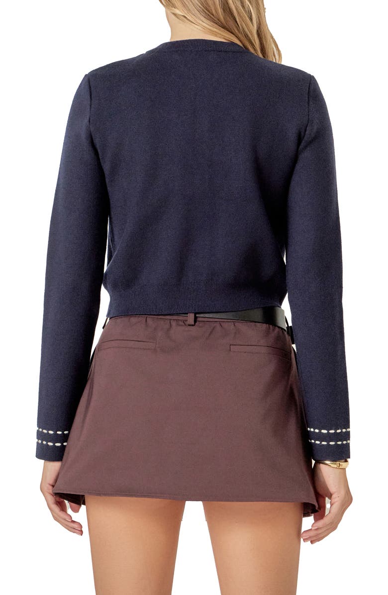 English Factory Stitch Detail Cardigan, Alternate, color,