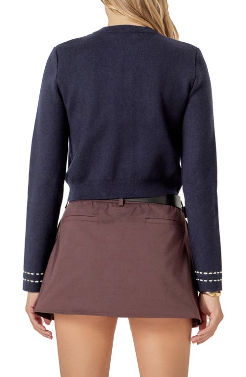 English Factory Stitch Detail Cardigan In Blue