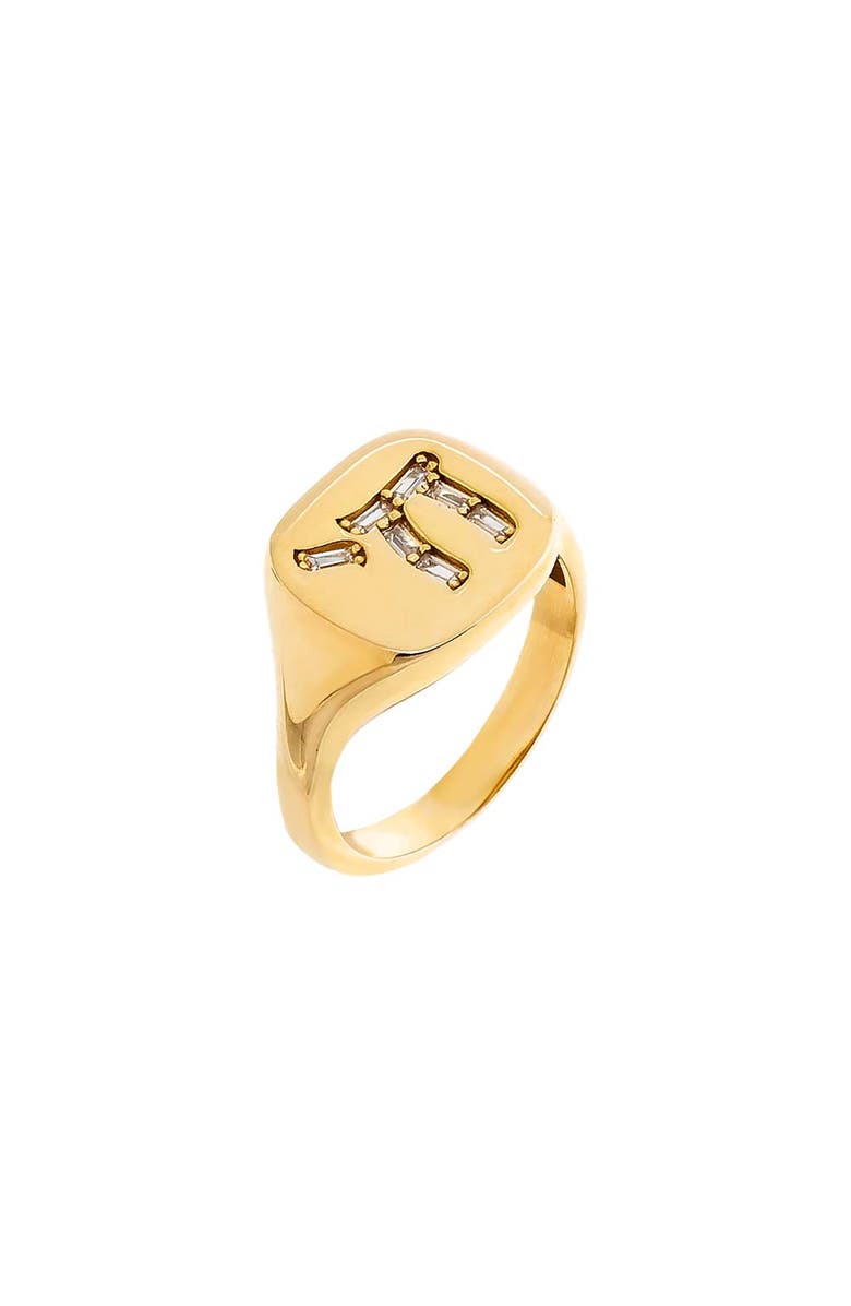 BY ADINA EDEN Baguette Chai Signet Pinky Ring, Main, color,