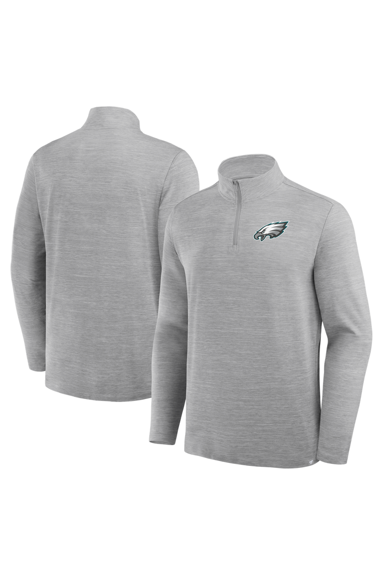 Men's Fanatics Heather Gray Philadelphia Eagles Clutch Quarter-Zip Pullover, Main, color, Heather Gray