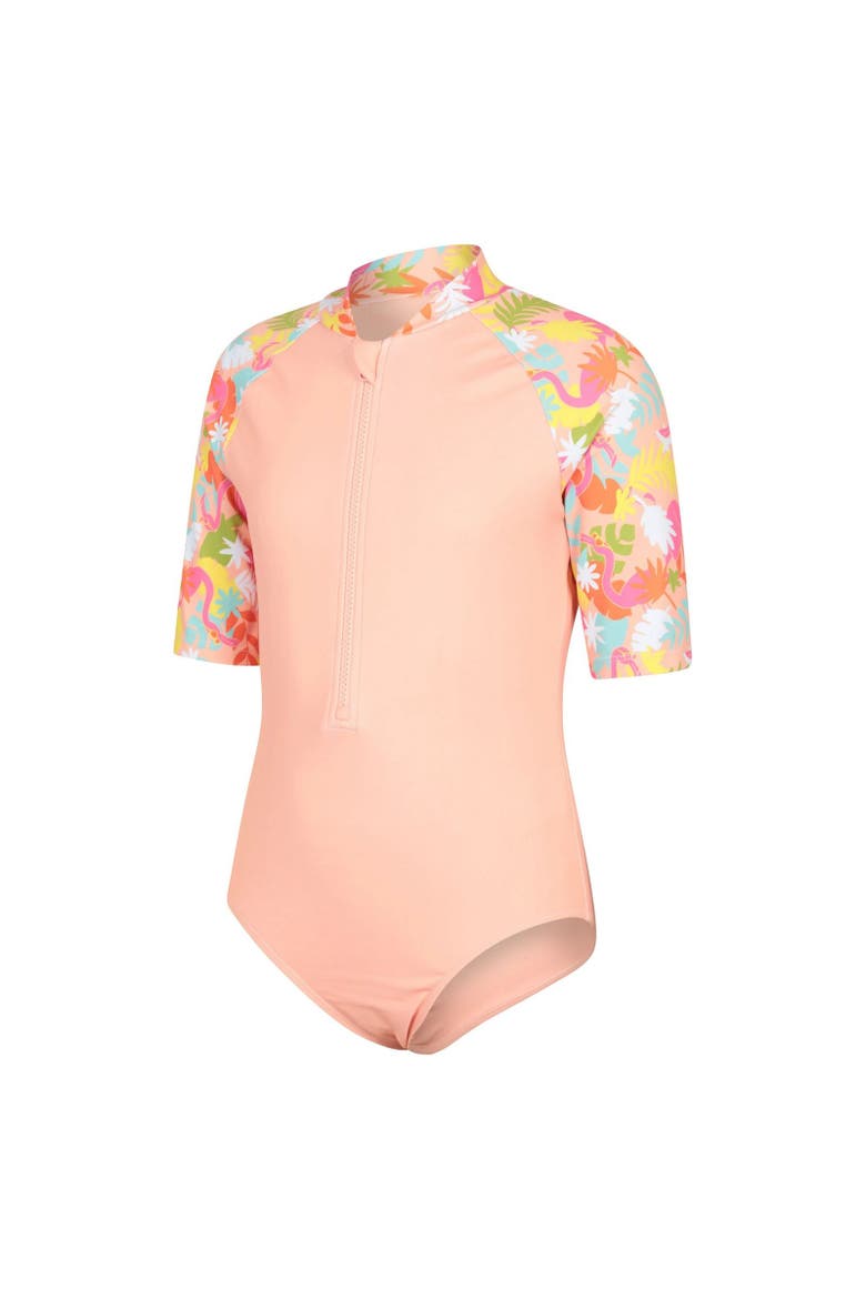 Mira Tropical Rash Guard Swimsuit, Alternate, color, Pale Pink