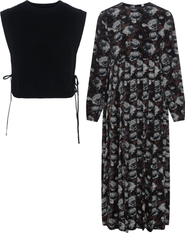 Noni Woven Floral Print Dress with Removable Vest