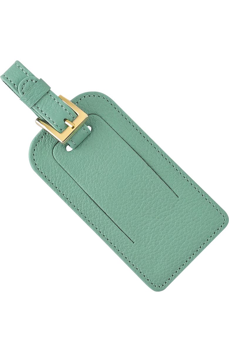 Graphic Image Leather Luggage Tag, Alternate, color, Robins Egg Blue