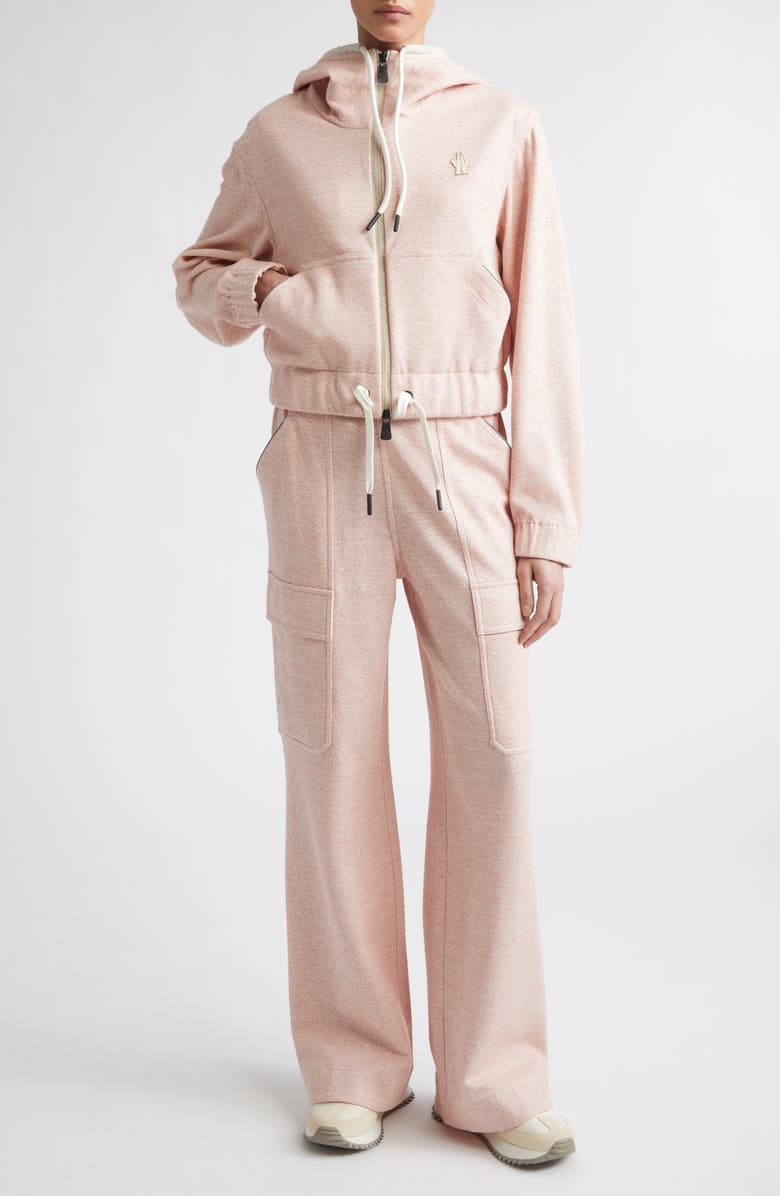 Moncler Grenoble Linen & Cotton Blend Wide Leg Cargo Sweatpants, Alternate, color, Strawberry Pink