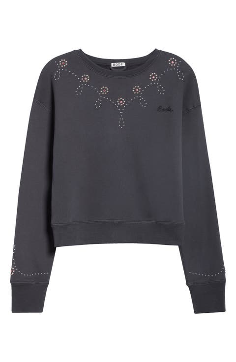 Silver Stud Cotton Fleece Sweatshirt