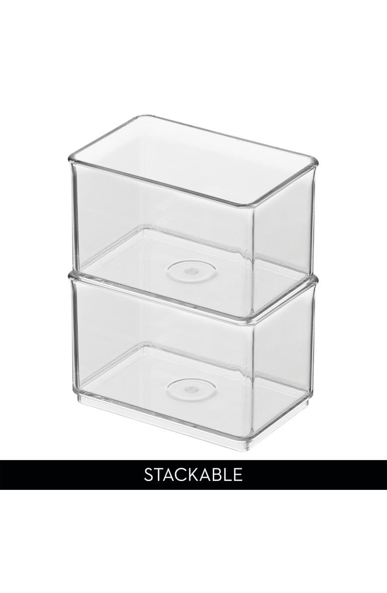 iDesign Small Shallow Organizer Bin - Fits Inside Large Storage Bins, Set of 4, Alternate, color, Clear