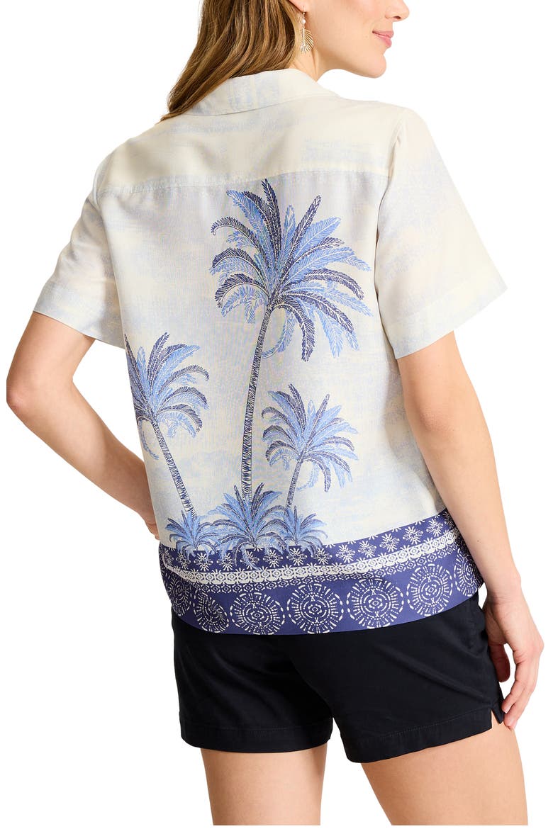 Palm Paradise Silk Camp Shirt, Alternate, color, COCONUT