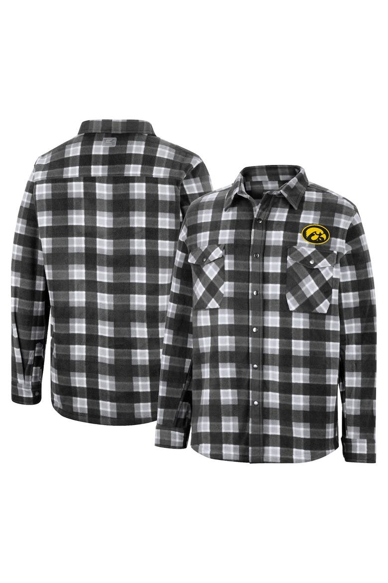 Men's Colosseum Black/White Iowa Hawkeyes Ellis Plaid Full-Snap Shirt Jacket, Main, color, Black
