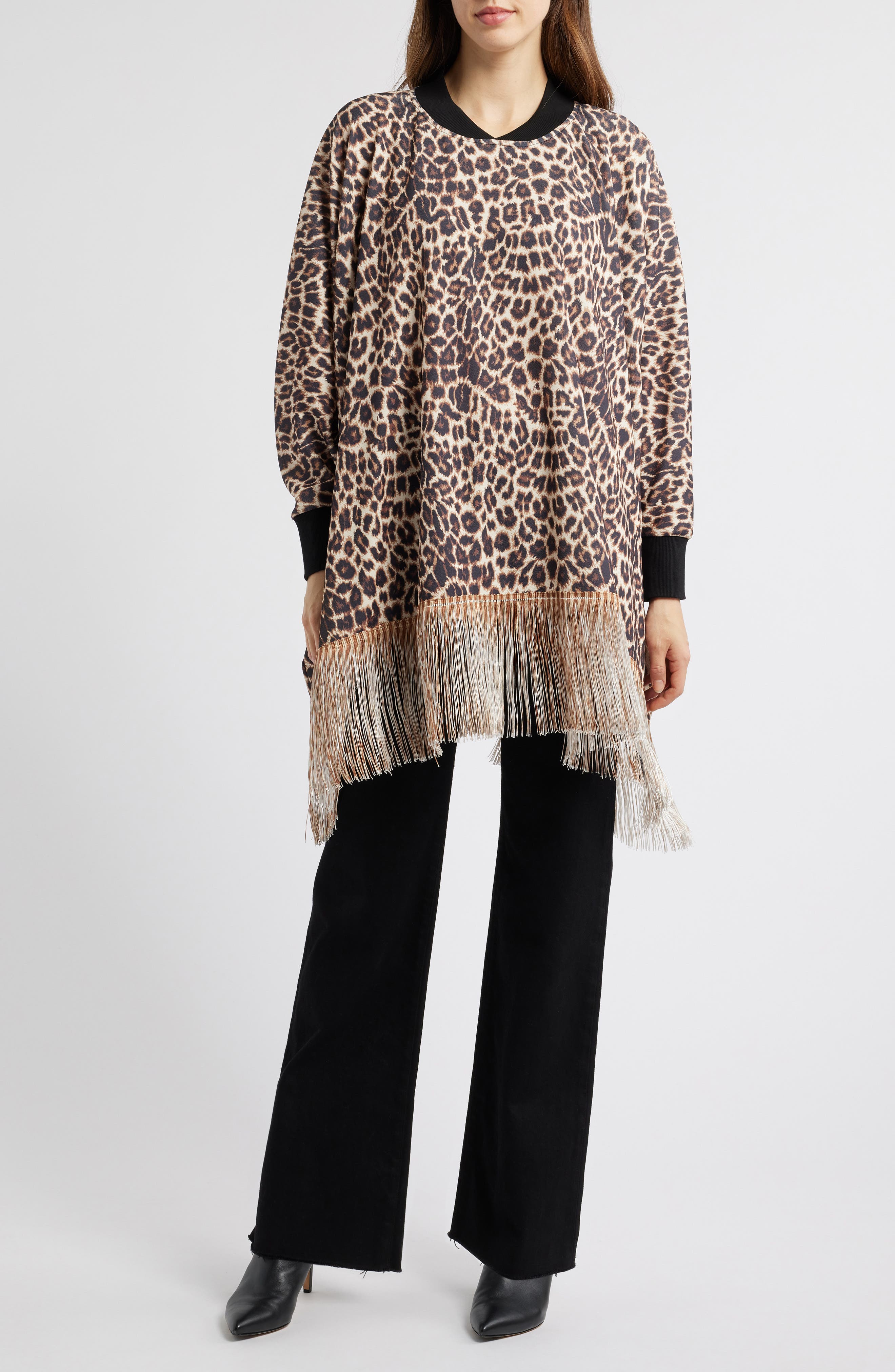 Leisa Faux Leopard Poncho