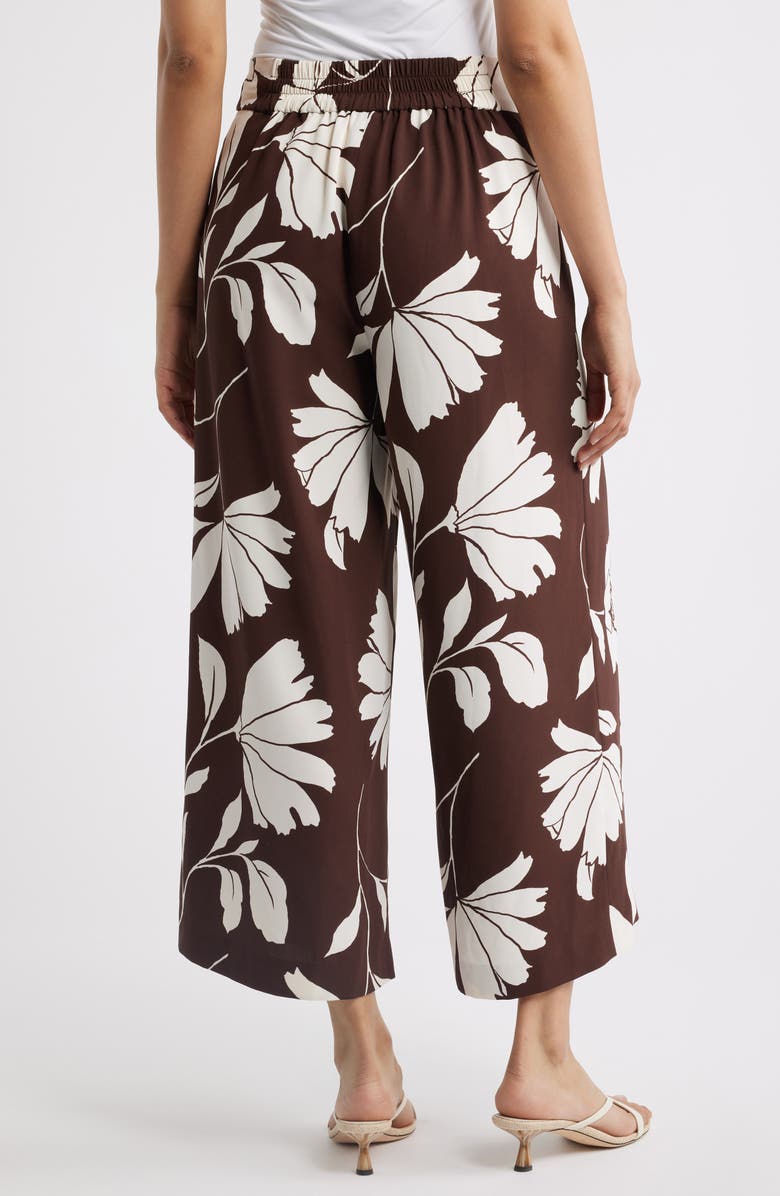 Anne Klein Pull-On Wide Leg Pants, Alternate, color, Dark Chocolate/ White