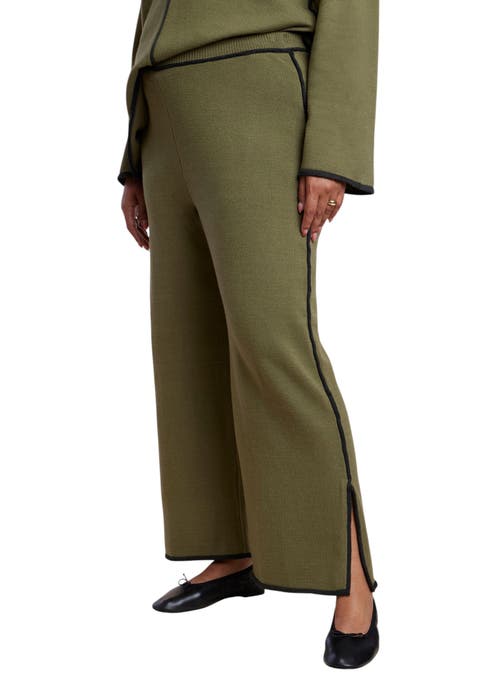 Tipping Detail Side Slit Sweater Pant